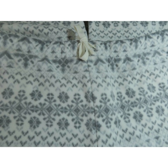 Denim & Co. Small Printed Fleece Drawstring Pants Snowflake Natural White Gray S - Picture 6 of 8